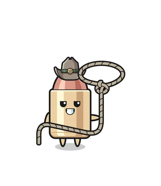 Bullet Cowboy Lasso Rope Cute Design — Stok Vektör