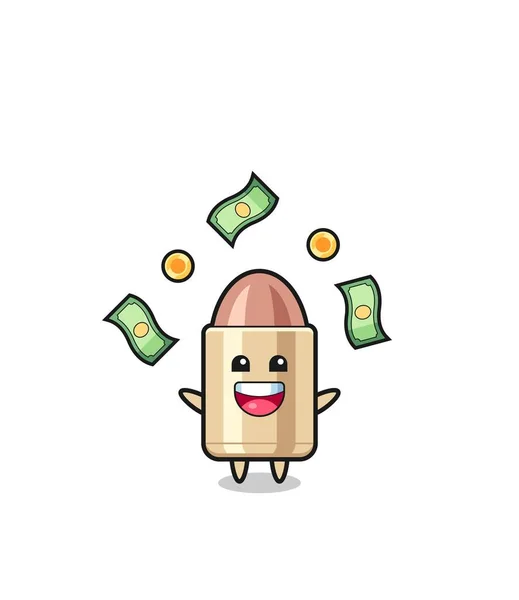 Illustration Bullet Catching Money Falling Sky Cute Design — Wektor stockowy