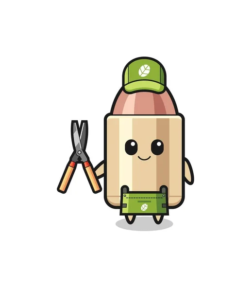 Cute Bullet Gardener Mascot Cute Design — 스톡 벡터