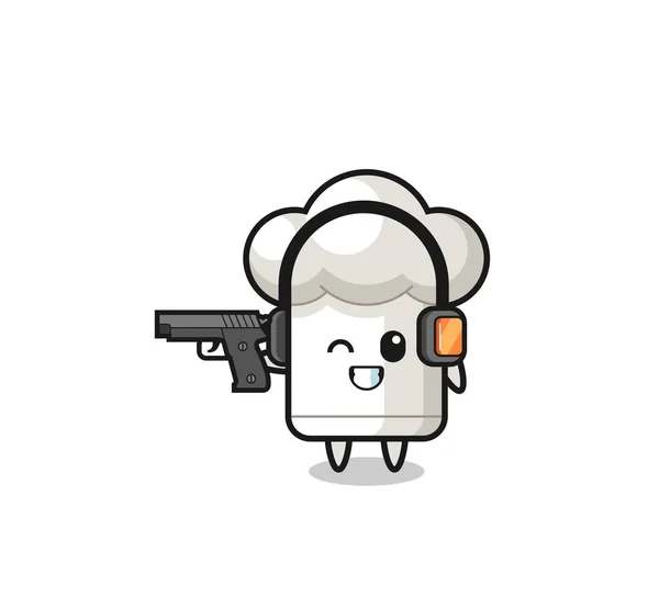 Illustration Chef Hat Cartoon Doing Shooting Range Cute Design — Stock Vector