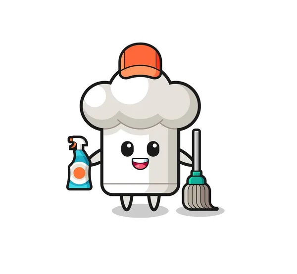 Cute Chef Hat Character Cleaning Services Mascot Cute Design — Stock vektor