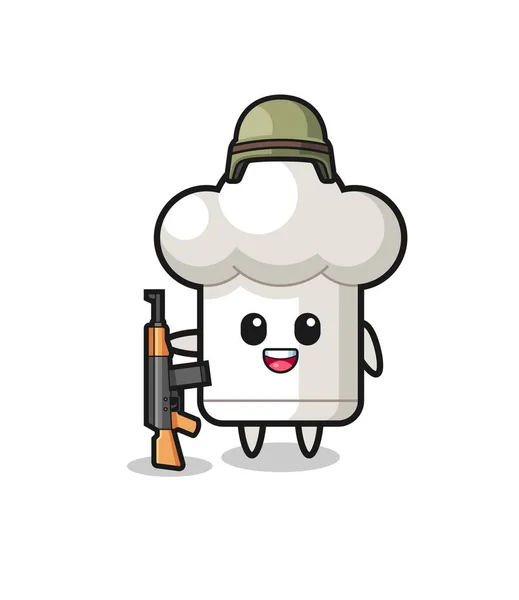 Cute Chef Hat Mascot Soldier Cute Design — Stock vektor