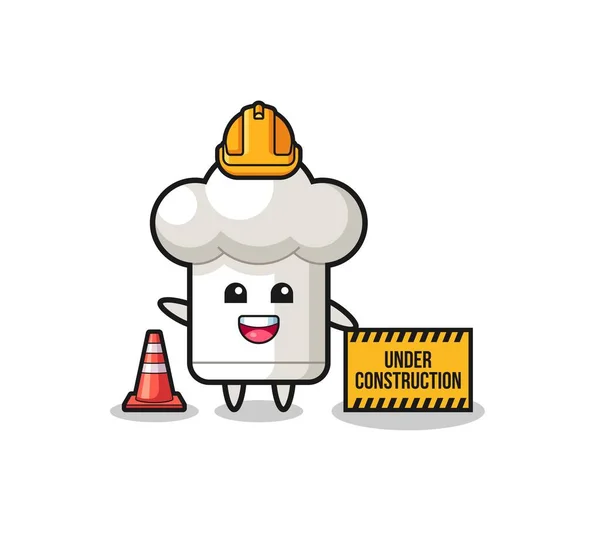 Illustration Chef Hat Construction Banner Cute Design — стоковый вектор