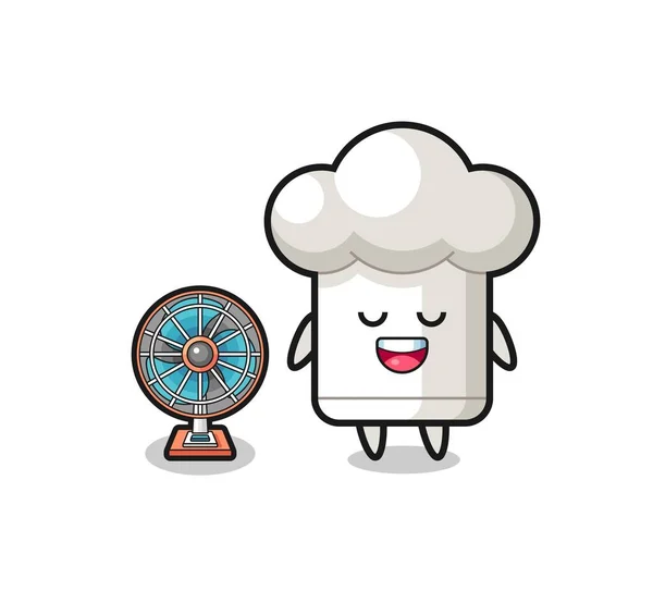 Cute Chef Hat Standing Front Fan Cute Design — Vetor de Stock