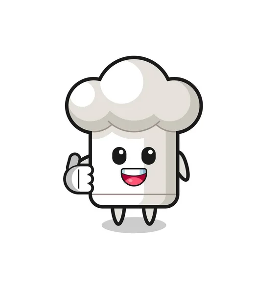 Chef Hat Mascot Doing Thumbs Gesture Cute Design — Vetor de Stock