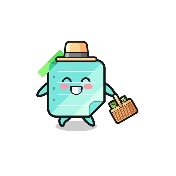 Blue Sticky Notes Herbalist Character Searching Herbal Cute Design — Stockvektor