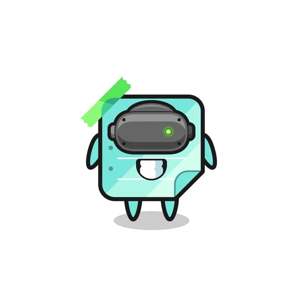 Cute Blue Sticky Notes Using Headset Cute Design — Stockvector