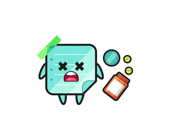 Illustration Overdose Blue Sticky Notes Character Cute Design — Stockvector