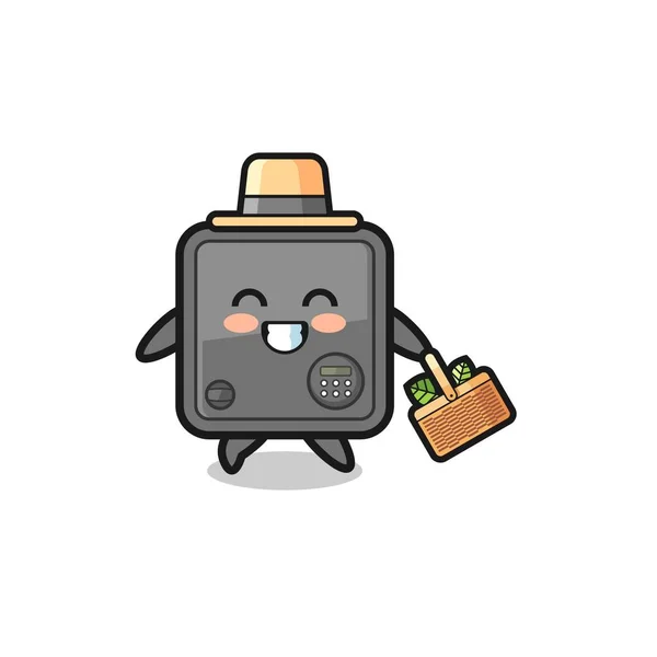 Safe Box Herbalist Character Searching Herbal Cute Design — стоковый вектор