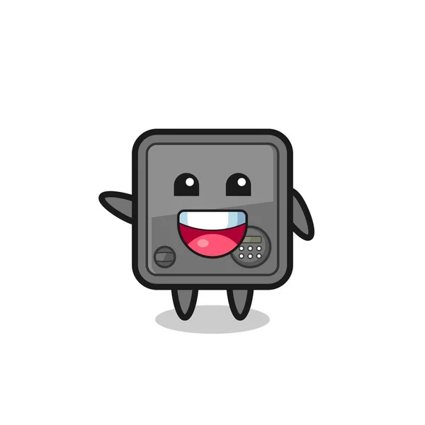 Happy Safe Box Cute Mascot Character Cute Design — Stockvector