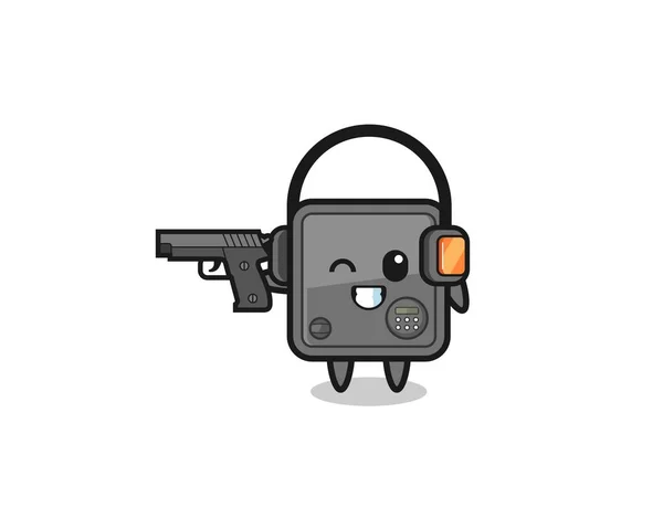 Illustration Safe Box Cartoon Doing Shooting Range Cute Design — Wektor stockowy