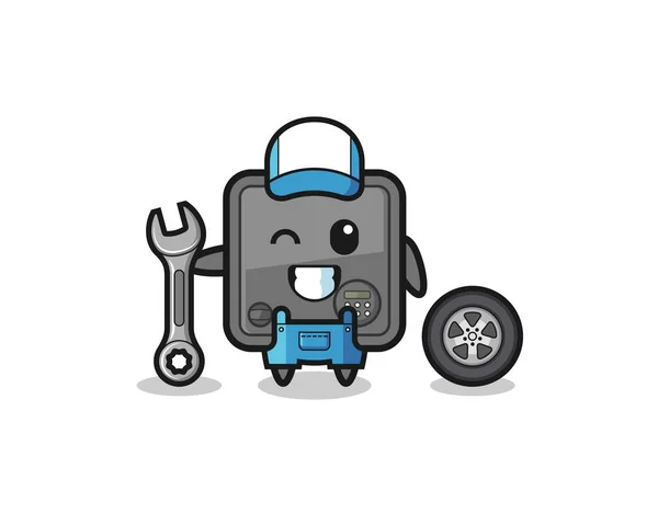 Safe Box Character Mechanic Mascot Cute Design — Stockvektor