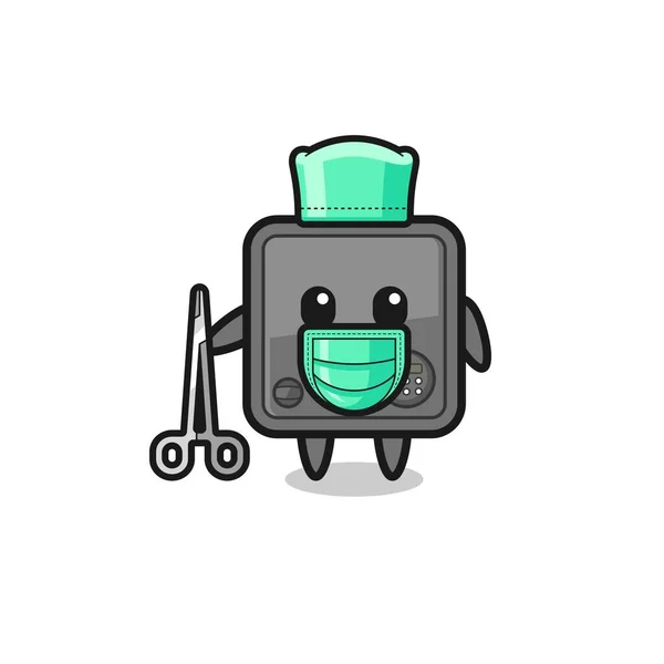 Surgeon Safe Box Mascot Character Cute Design — Vettoriale Stock