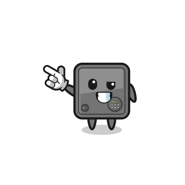 Safe Box Mascot Pointing Top Left Cute Design — Vector de stock