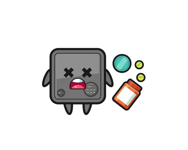 Illustration Overdose Safe Box Character Cute Design — Stock Vector