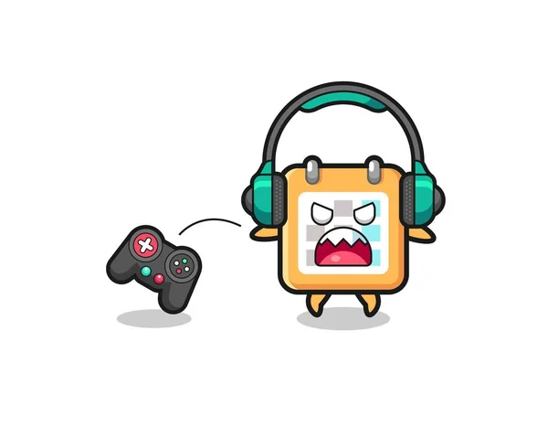 Calendar Gamer Mascot Angry Cute Design — Image vectorielle