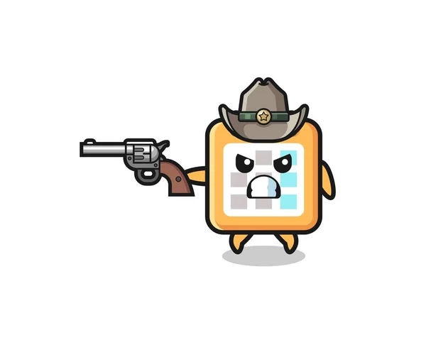 Calendar Cowboy Shooting Gun Cute Design — стоковый вектор