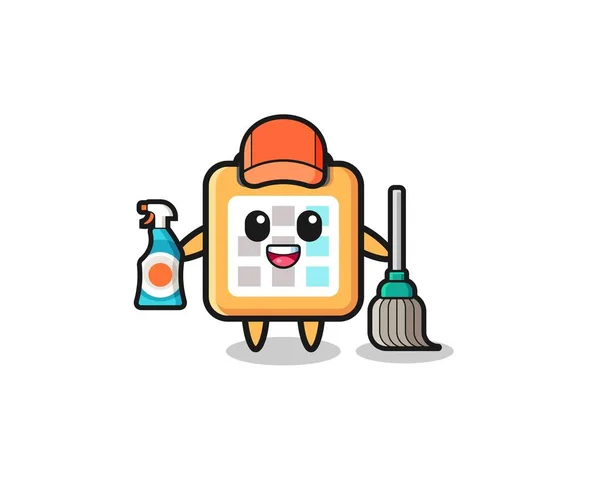 Cute Calendar Character Cleaning Services Mascot Cute Design — стоковый вектор