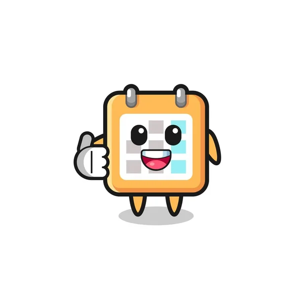 Calendar Mascot Doing Thumbs Gesture Cute Design — Stockový vektor