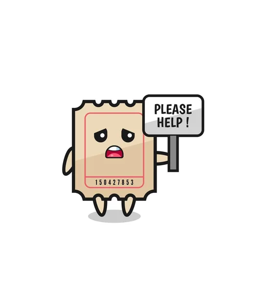Cute Ticket Hold Please Help Banner Cute Design — Stockvector