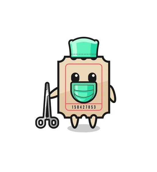 Surgeon Ticket Mascot Character Cute Design — Vector de stock