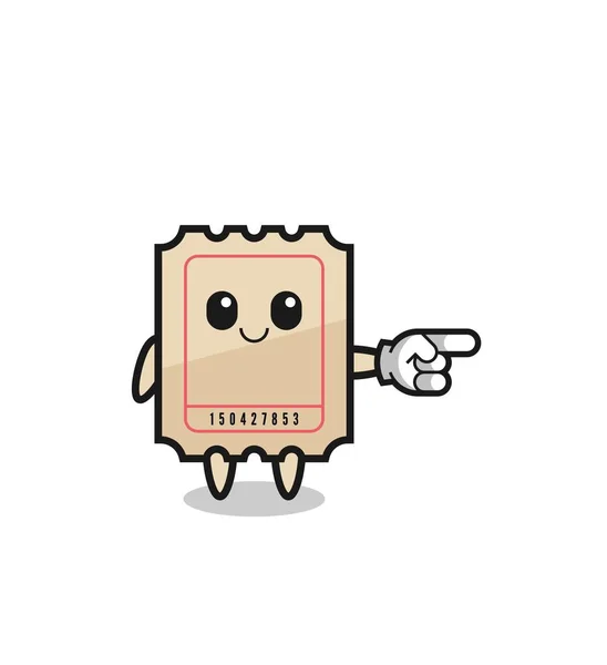 Ticket Mascot Pointing Right Gesture Cute Design — Stockový vektor