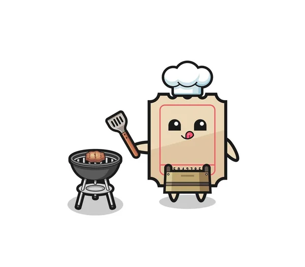 Ticket Barbeque Chef Grill Cute Design — Vetor de Stock