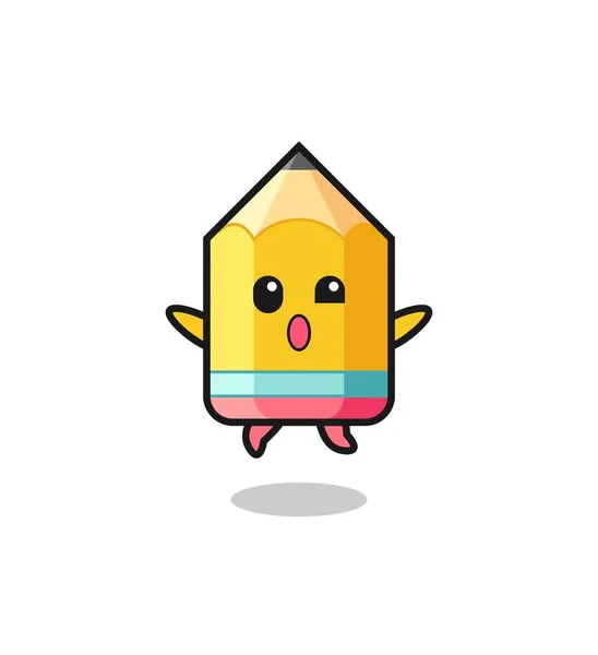 Pencil Character Jumping Gesture Cute Design —  Vetores de Stock