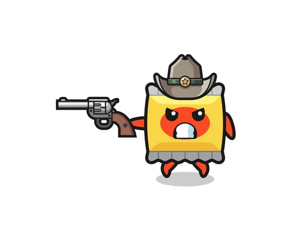 Snack Cowboy Shooting Gun Cute Design — Stockvektor