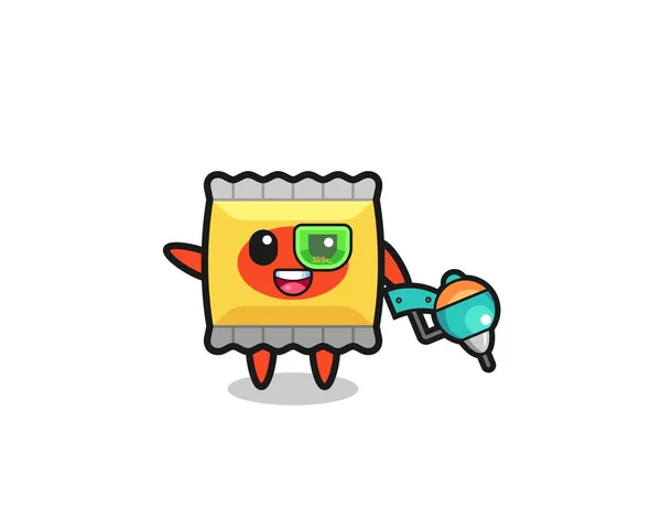 Snack Cartoon Future Warrior Mascot Cute Design — Stok Vektör