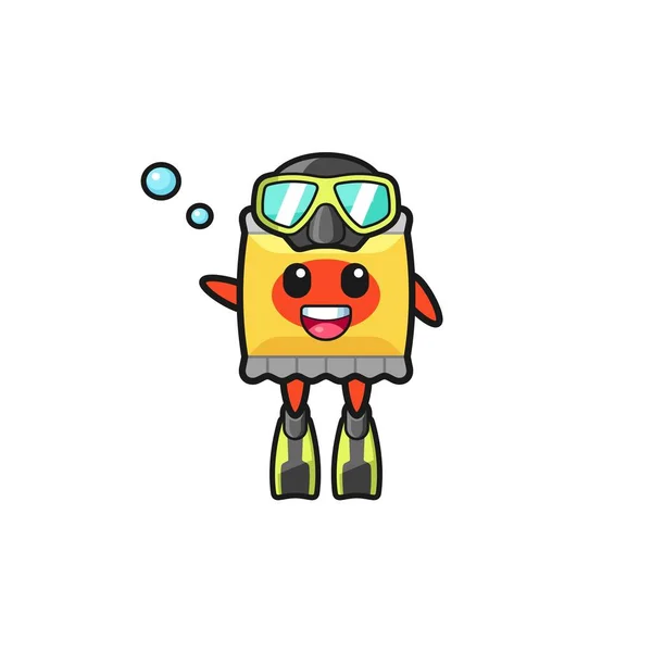 Snack Diver Cartoon Character Cute Design — Vetor de Stock