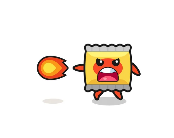 Cute Snack Mascot Shooting Fire Power Cute Design — Image vectorielle