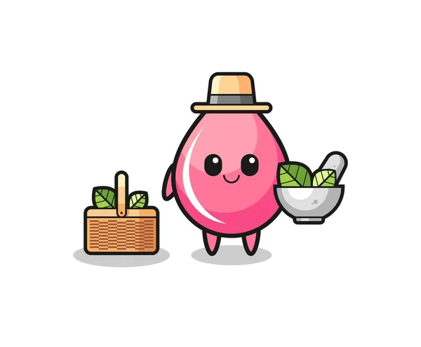 Strawberry Juice Drop Herbalist Cute Cartoon Cute Design — Wektor stockowy