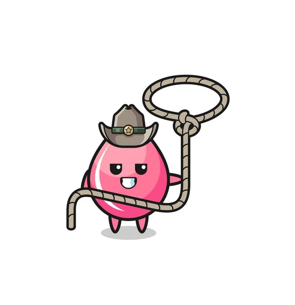 Strawberry Juice Drop Cowboy Lasso Rope Cute Design — 图库矢量图片