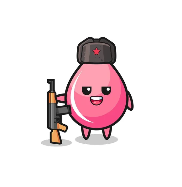Cute Strawberry Juice Drop Cartoon Russian Army Cute Design — 图库矢量图片