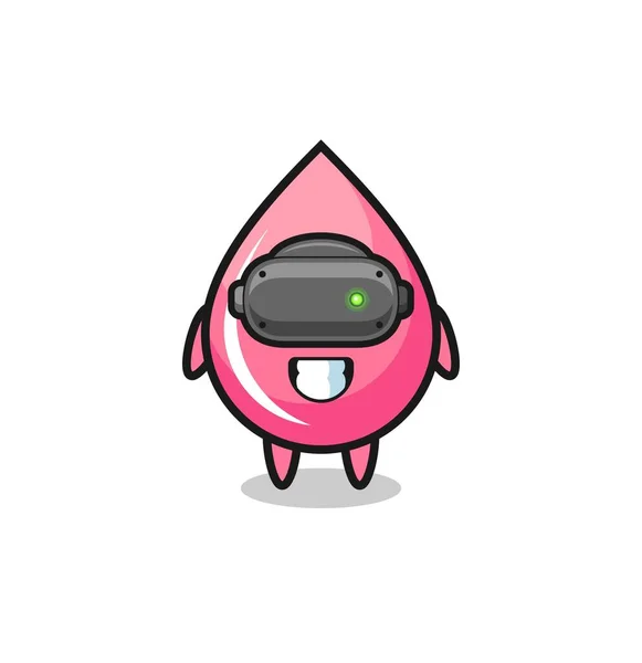 Cute Strawberry Juice Drop Using Headset Cute Design — Archivo Imágenes Vectoriales