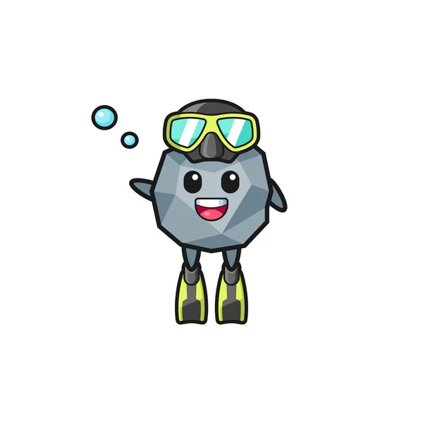 Stone Diver Cartoon Character Cute Design — 스톡 벡터