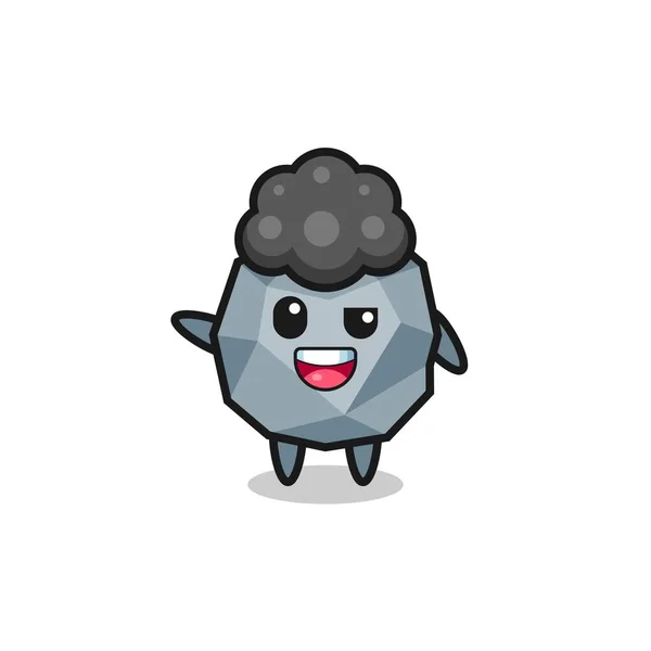 Stone Character Afro Boy Cute Design — Wektor stockowy