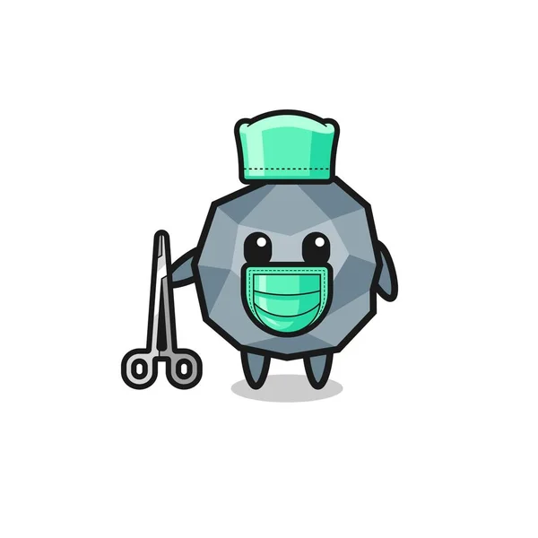 Surgeon Stone Mascot Character Cute Design — Stockvector