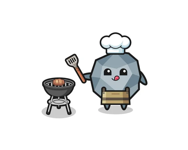 Stone Barbeque Chef Grill Cute Design — Stockvektor