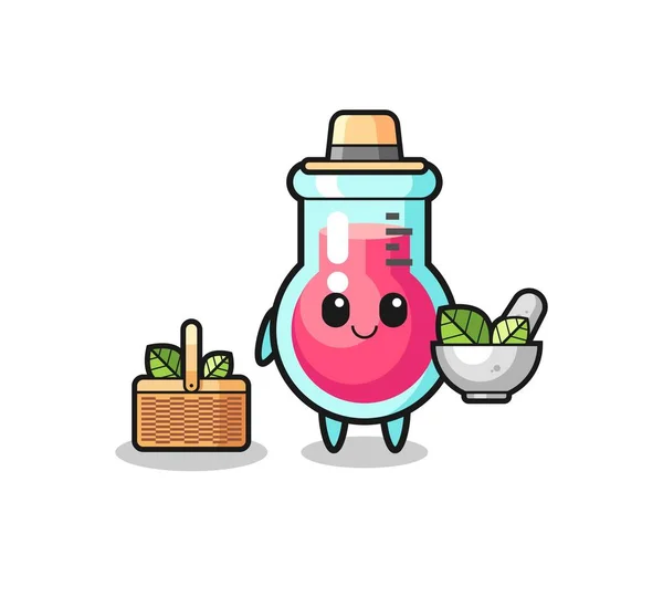 Laboratory Beaker Herbalist Cute Cartoon Cute Design — Image vectorielle