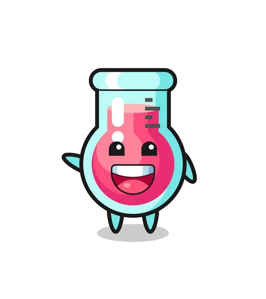 Happy Laboratory Beaker Cute Mascot Character Cute Design — Archivo Imágenes Vectoriales