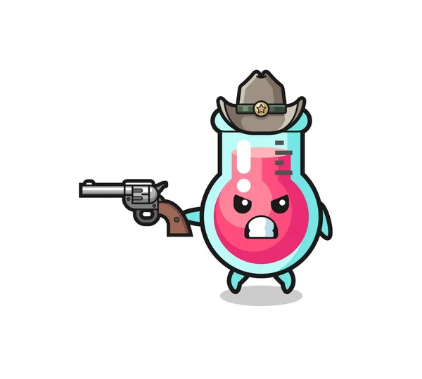 Laboratory Beaker Cowboy Shooting Gun Cute Design — Image vectorielle