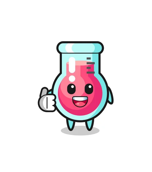 Laboratory Beaker Mascot Doing Thumbs Gesture Cute Design — Vector de stock