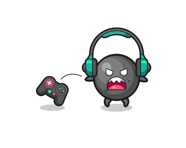 Cannon Ball Gamer Mascot Angry Cute Design — 스톡 벡터