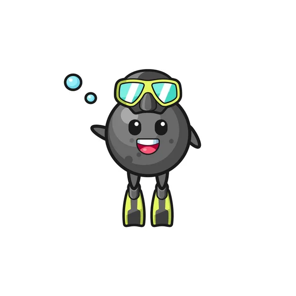 Cannon Ball Diver Cartoon Character Cute Design — Stockvector