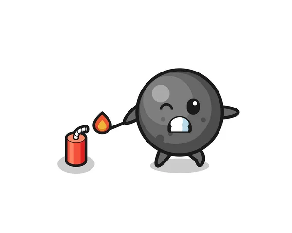 Cannon Ball Mascot Illustration Playing Firecracker Cute Design — Stockový vektor