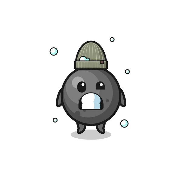 Cute Cartoon Cannon Ball Shivering Expression Cute Design — Stockvektor