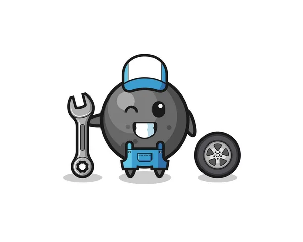 Cannon Ball Character Mechanic Mascot Cute Design — Image vectorielle