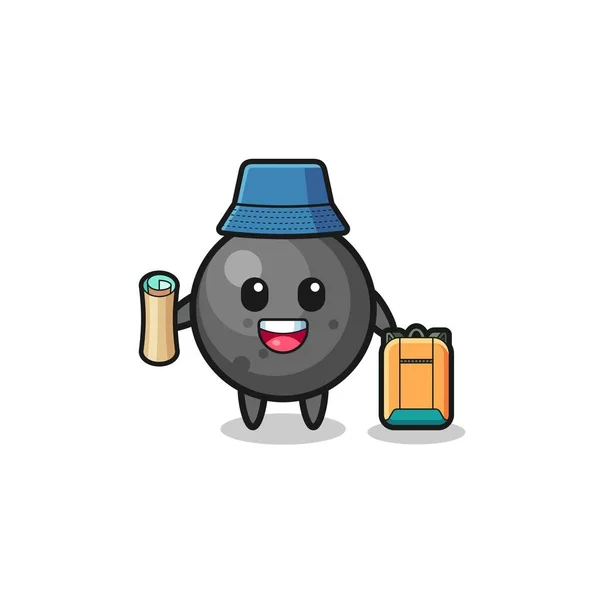 Cannon Ball Mascot Character Hiker Cute Design — Stockový vektor